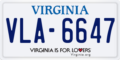 VA license plate VLA6647