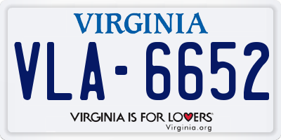 VA license plate VLA6652