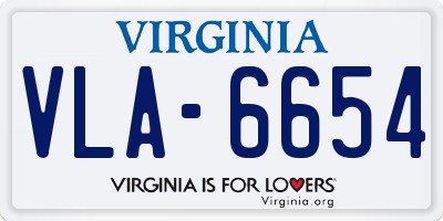VA license plate VLA6654