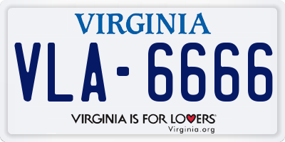 VA license plate VLA6666
