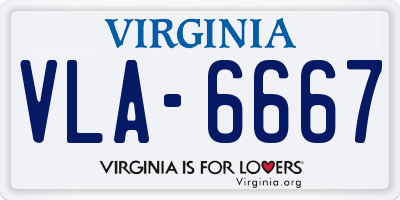 VA license plate VLA6667