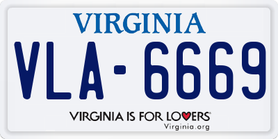 VA license plate VLA6669