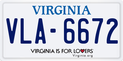 VA license plate VLA6672