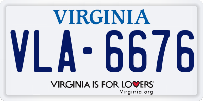 VA license plate VLA6676