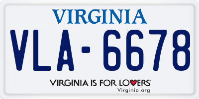 VA license plate VLA6678