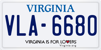 VA license plate VLA6680