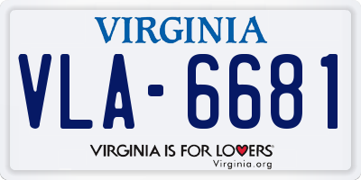 VA license plate VLA6681