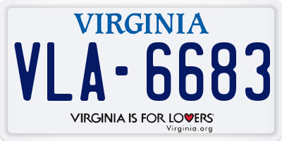 VA license plate VLA6683