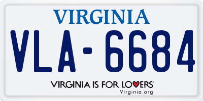 VA license plate VLA6684