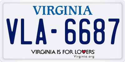VA license plate VLA6687