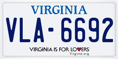VA license plate VLA6692