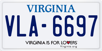VA license plate VLA6697