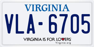 VA license plate VLA6705