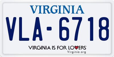 VA license plate VLA6718