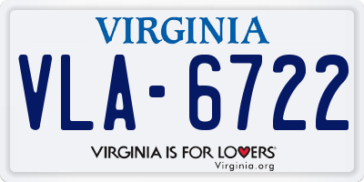 VA license plate VLA6722