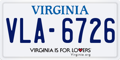 VA license plate VLA6726
