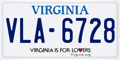 VA license plate VLA6728