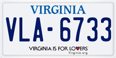 VA license plate VLA6733