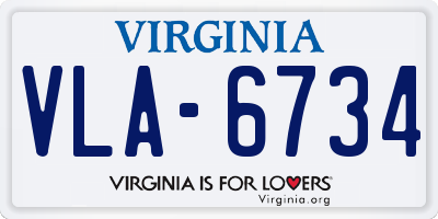 VA license plate VLA6734