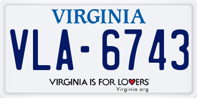 VA license plate VLA6743