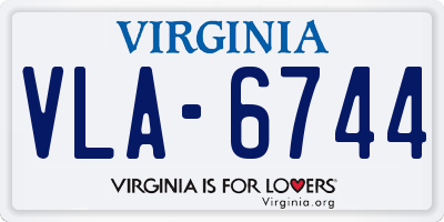 VA license plate VLA6744
