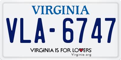 VA license plate VLA6747