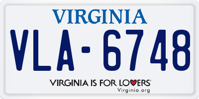 VA license plate VLA6748