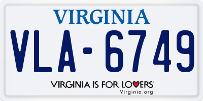 VA license plate VLA6749