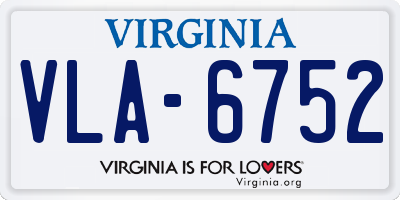 VA license plate VLA6752
