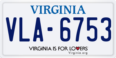 VA license plate VLA6753