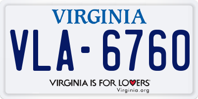 VA license plate VLA6760