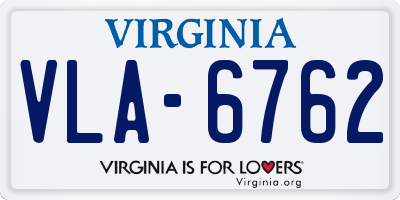 VA license plate VLA6762
