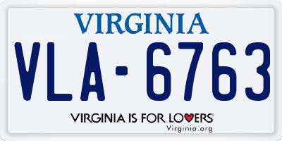 VA license plate VLA6763