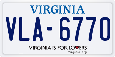 VA license plate VLA6770