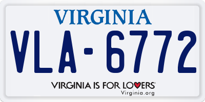 VA license plate VLA6772