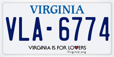 VA license plate VLA6774