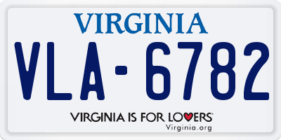VA license plate VLA6782
