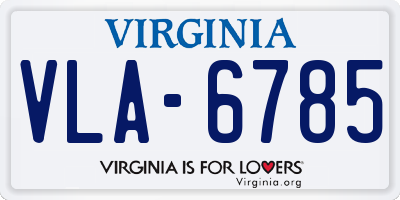 VA license plate VLA6785