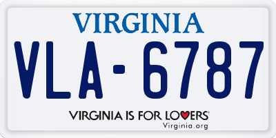 VA license plate VLA6787