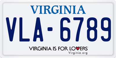 VA license plate VLA6789