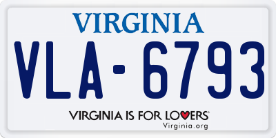 VA license plate VLA6793