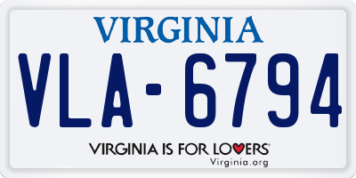 VA license plate VLA6794