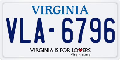 VA license plate VLA6796