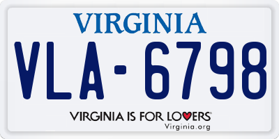 VA license plate VLA6798