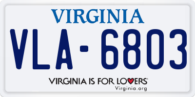 VA license plate VLA6803
