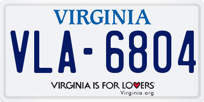 VA license plate VLA6804