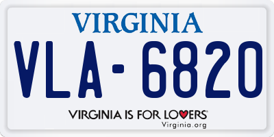 VA license plate VLA6820