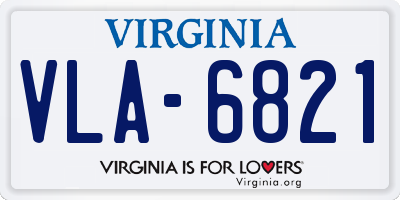 VA license plate VLA6821