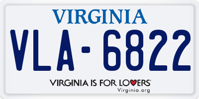 VA license plate VLA6822