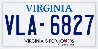 VA license plate VLA6827